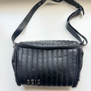 BEIS Black Quilted Crossbody Bag